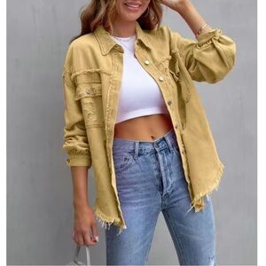 Women's distressed Denim Jacket Sz M